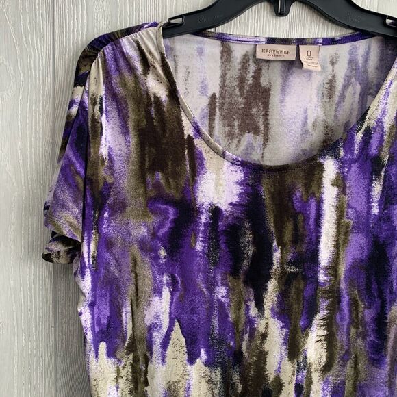 Easy Wear by Chico's Multicolor Purple Print Short Sleeve Top Size 0 (S/4) - Picture 2 of 3